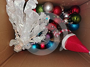 Christmas decorations boxed to put away