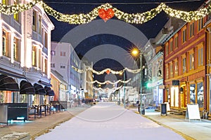 Christmas Decorations in Center street In Tromso, Norway,  Starry Night