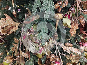 Christmas decorations on a Christmas tree