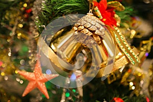 Christmas decorations or christmas tree light prepare for celebrate day, abstract Bokeh light good use for background