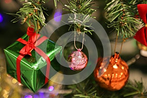 Christmas decorations or christmas tree light prepare for celebrate day, abstract Bokeh light good use for background
