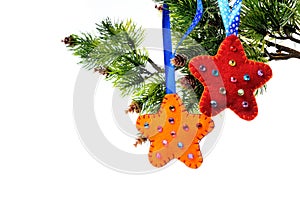 Christmas decorations on a Christmas tree