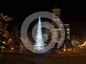 Christmas decorations in the city of Poprad