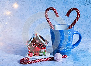 Cup of tea and christmas cookies
