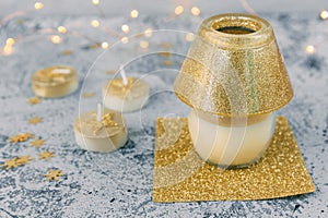 Christmas decorations in gold tones