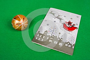 Christmas decorations, happy holidays, green background