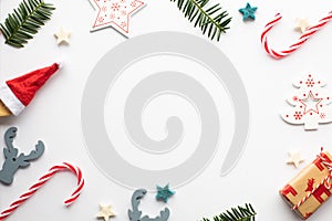 Christmas decorations and holidays sweet on white background