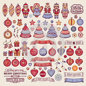 Christmas decorations for invitations and greeting cards.
