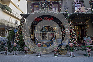 Christmas decorations at the Little Kook cafe in Athens photo