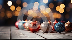Christmas Decorations Placed on a Rustic Wooden Background Selective Focus
