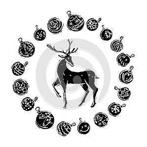 Christmas decorations with reindeer black and white