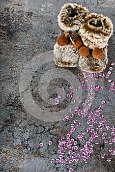 Christmas decorations - snow boots and sequins