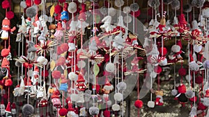 Christmas decorations on the stalls of the Christmas markets