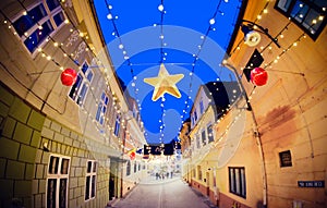 Christmas decorations on the streets of Brasov, Romania