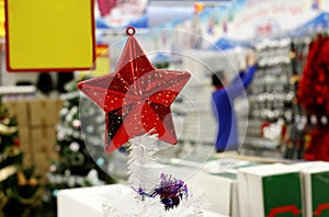 Christmas decorations in supermarket