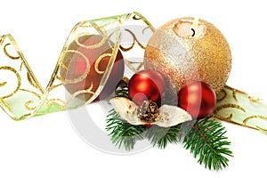 Christmas decorations, on white background.