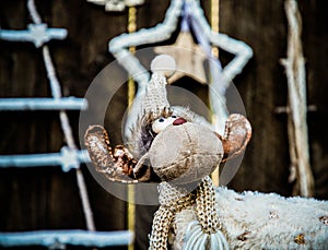 christmas decorations on wooden table