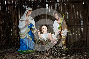 Christmas decorative creche with Holy family