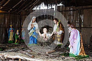 Christmas decorative creche with Holy family and the wise men