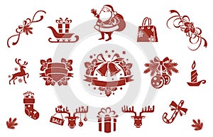 Christmas decorative elements set