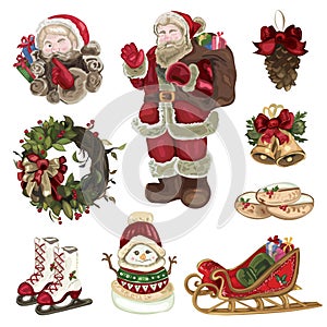 Christmas decorative elements set.