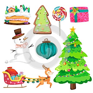 Christmas decorative elements set.