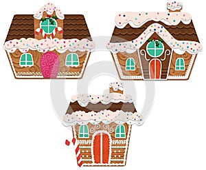 Christmas Decorative Frosted Holiday Gingerbread Houses