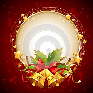 Christmas decorative golden congratulation card with symbols