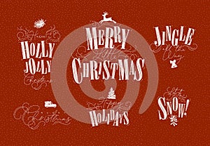 Christmas decorative letterings red