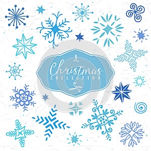 Christmas decorative snowflakes. Hand drawn illustration. Design