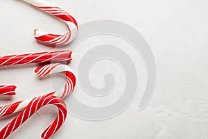 Christmas decors with gray background. Candy cane