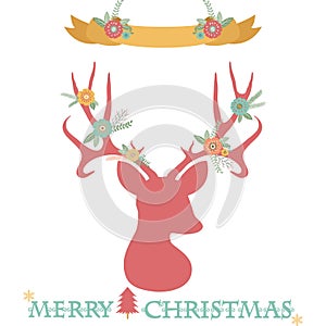 Christmas Deer Antlers with Banner set