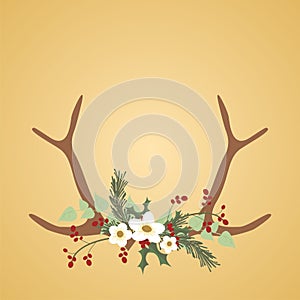 Christmas Deer Antlers and Flowers