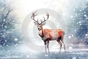 christmas deer background Merry Christmas Illustration Design for Greeting Card Poster or Promo Banner with Happy New Year Xmas