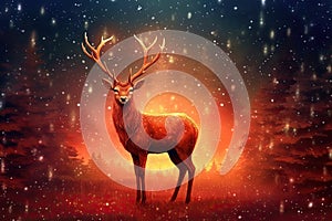 christmas deer background Merry Christmas Illustration Design for Greeting Card Poster or Promo Banner with Happy New Year Xmas