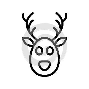Christmas deer flat line icon. Merry Christmas and Happy New Year symbol. Outline sign for mobile concept and web design, store photo