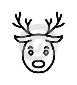Christmas deer flat line icon. Merry Christmas and Happy New Year symbol. Outline sign for mobile concept and web design photo