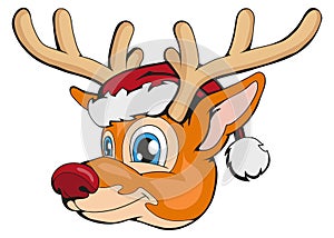 Christmas deer isolated on white background. New Year`s holiday. Christmas deer. Winter character head. Different new year
