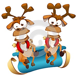 Christmas deers with sledge