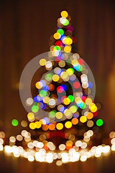 Christmas Defocused Lights, Xmas Tree, Blurred Holiday Abstract