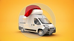 Christmas delivery van. 3d rendering