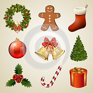 Christmas design elements and icons. Xmas decorations set