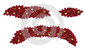 Christmas design festive elements with red fir branches, decorations, candy, stars and holly with Luma Matte for greeting card