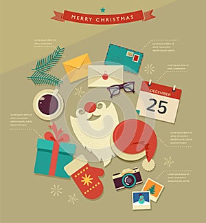 Christmas desktop flat icons design, infographic