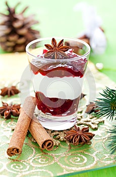 Christmas dessert with decoration