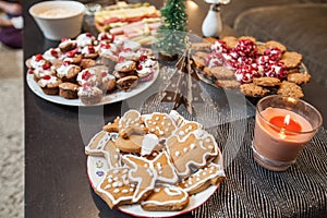 Christmas dessert serving on table