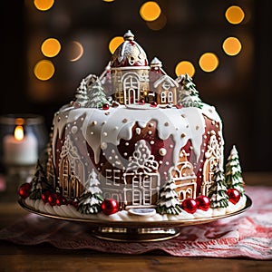 Christmas desserts,raditional Christmas Beautifully cake decorated