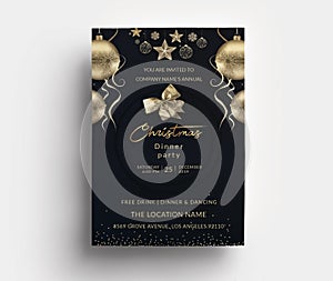 Christmas Dinner Party Invitation Card Template