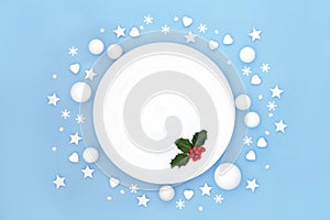 Christmas Dinner Plate with Holly and White Decorations