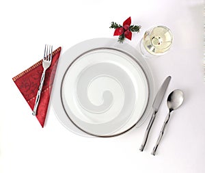 Christmas dinner set-up with plate and cutlery